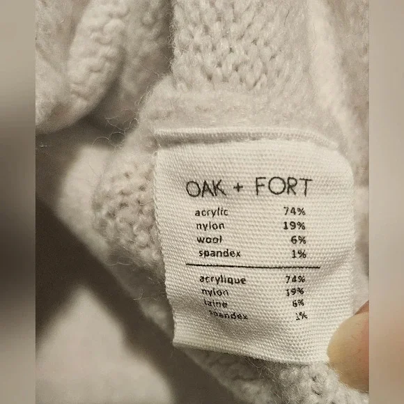 Oak+Fort Oat Boxy Boho Oversized Sz Small  Mock Neck Wool Blend Sweater - Picture 5 of 11